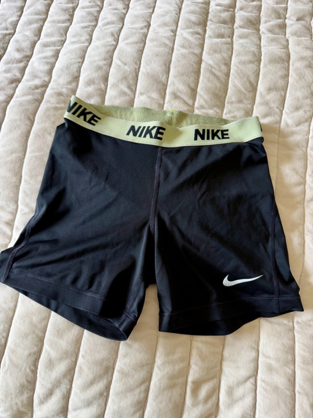 Nike Pro Black Compression Shorts Biker Athletic Workout Logo Waistband
